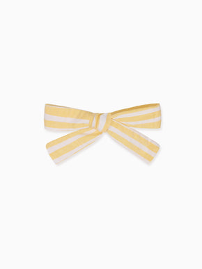 Lemon Stripe Girl Soft Ribbon Bow Clip