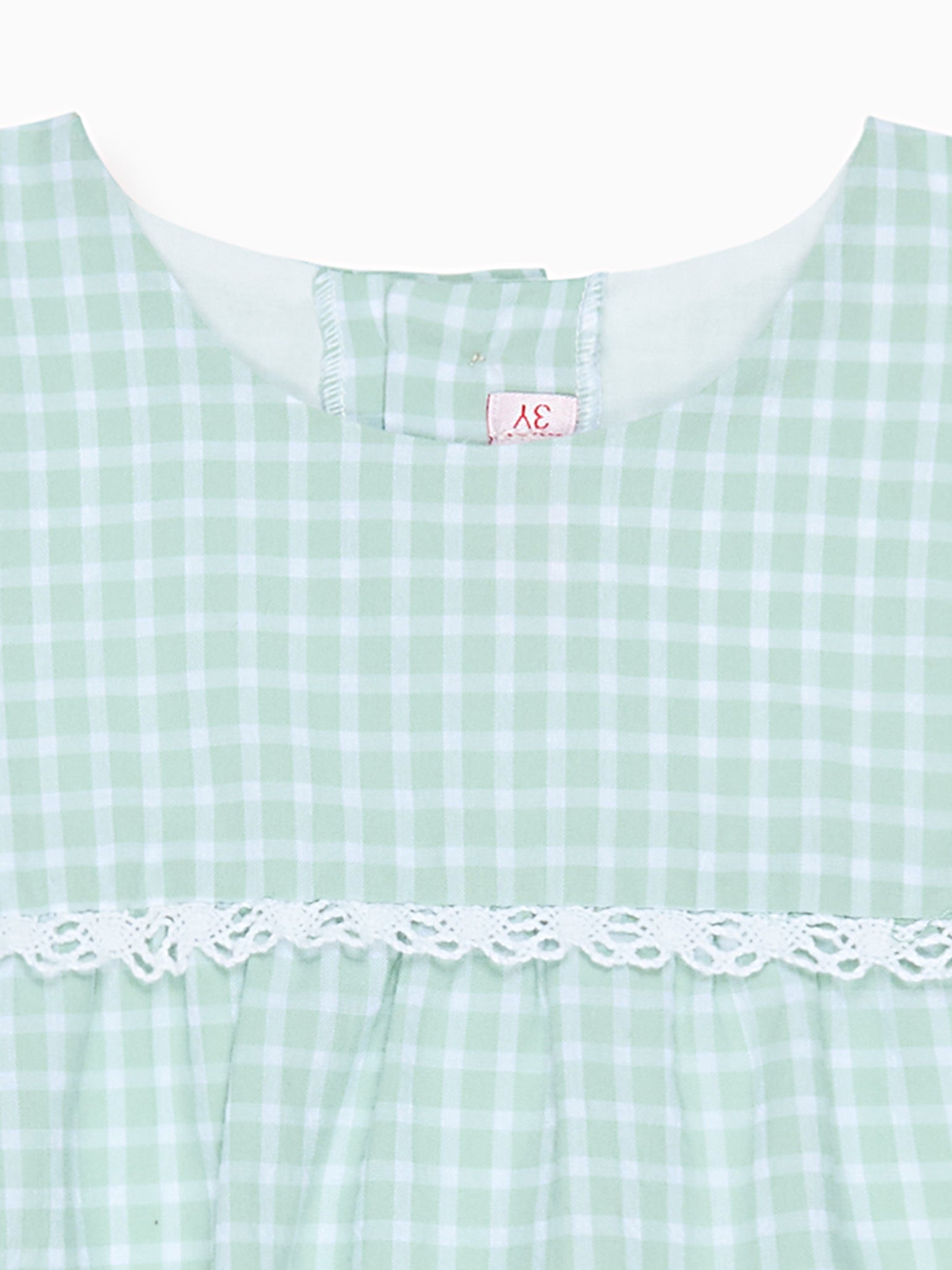 Sage Gingham Lenora Baby Girl Romper