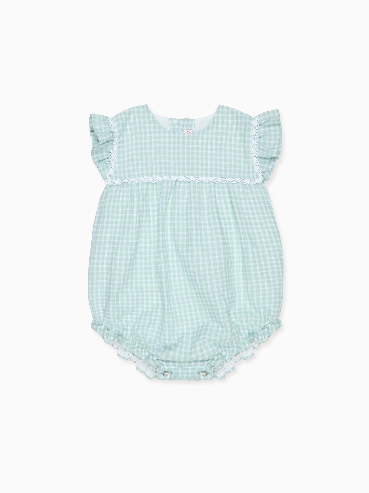 Sage Gingham Lenora Baby Girl Romper