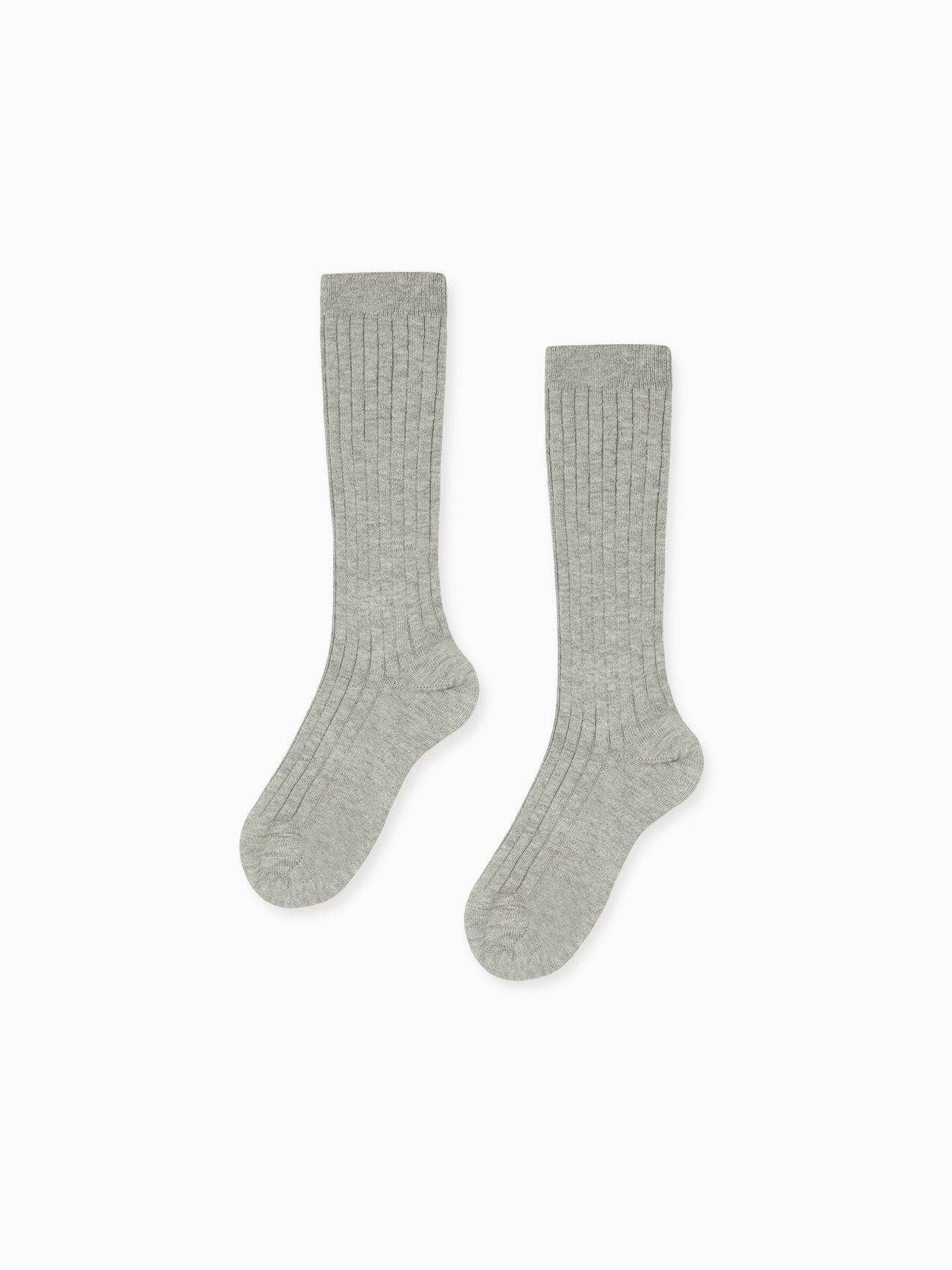 Light Grey Melange Ribbed Knee High Kids Socks