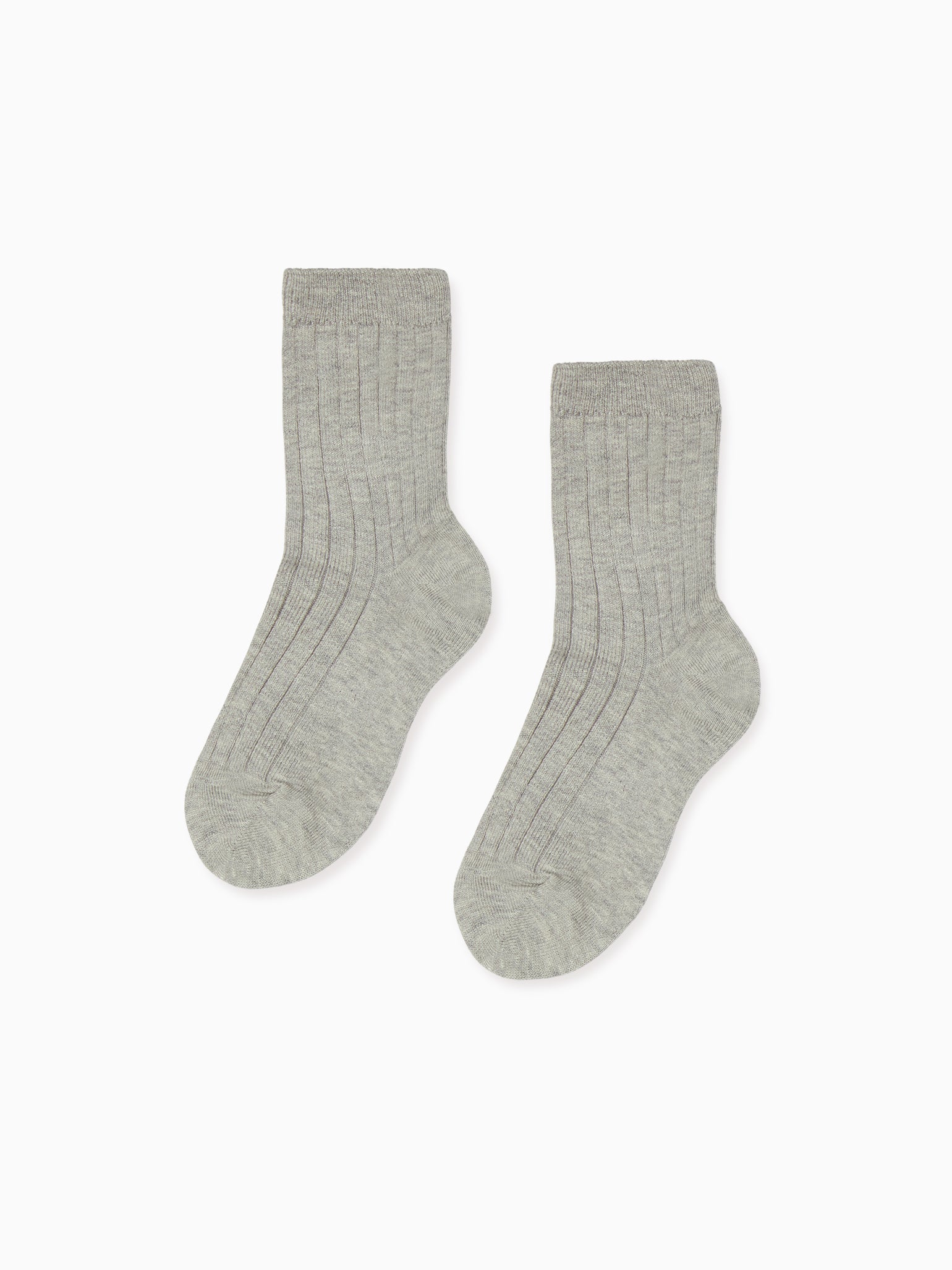 Light Grey Melange Ribbed Short Kids Socks