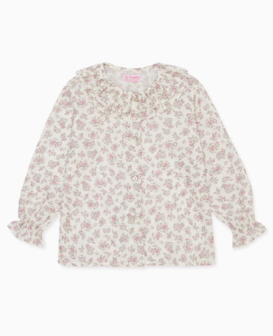 Ivory Floral Lila Long Sleeve Girl Shirt