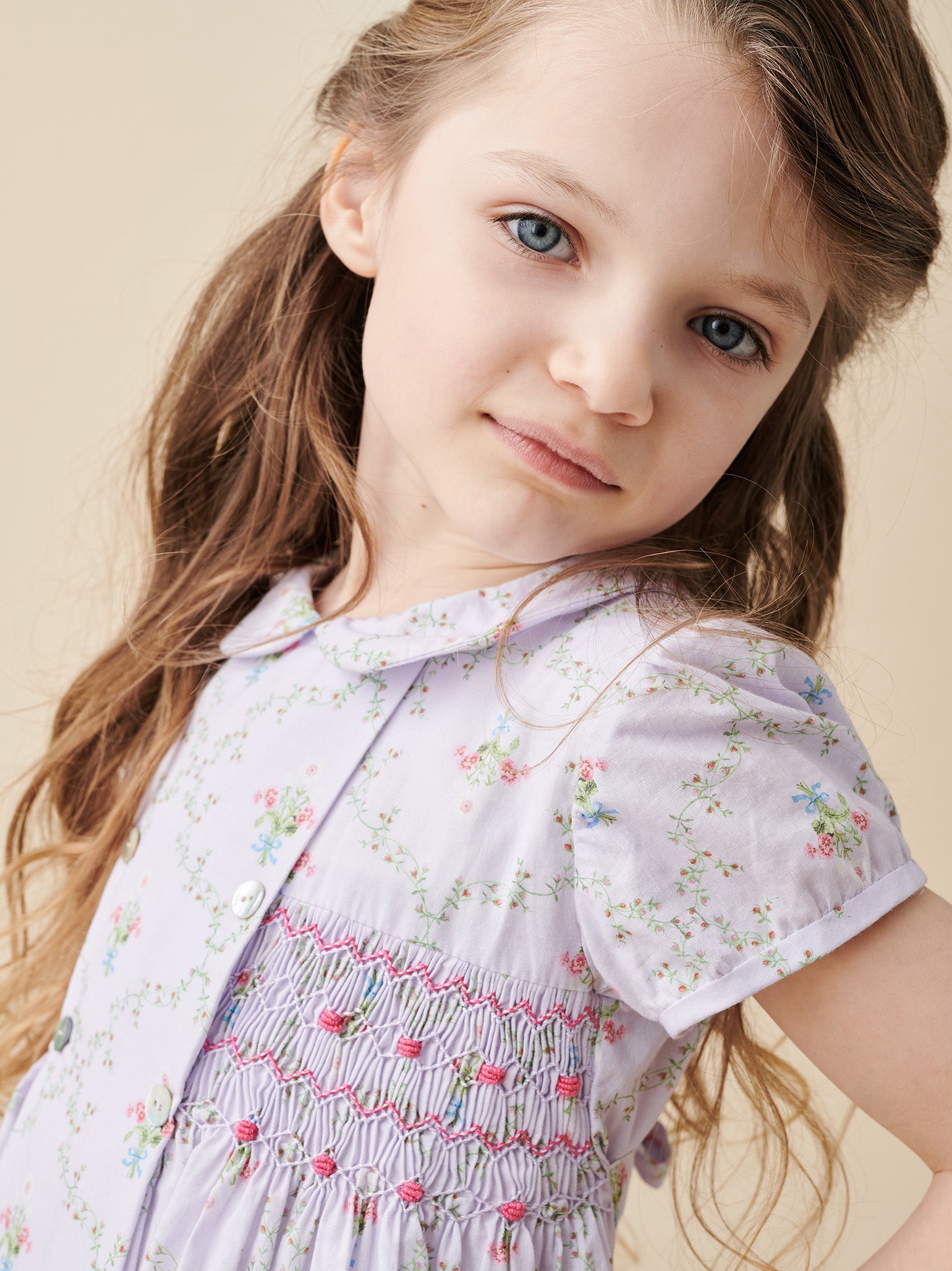 Hill House Home X La Coqueta Lilac Trellis Arcadia Girl Hand-Smocked Dress