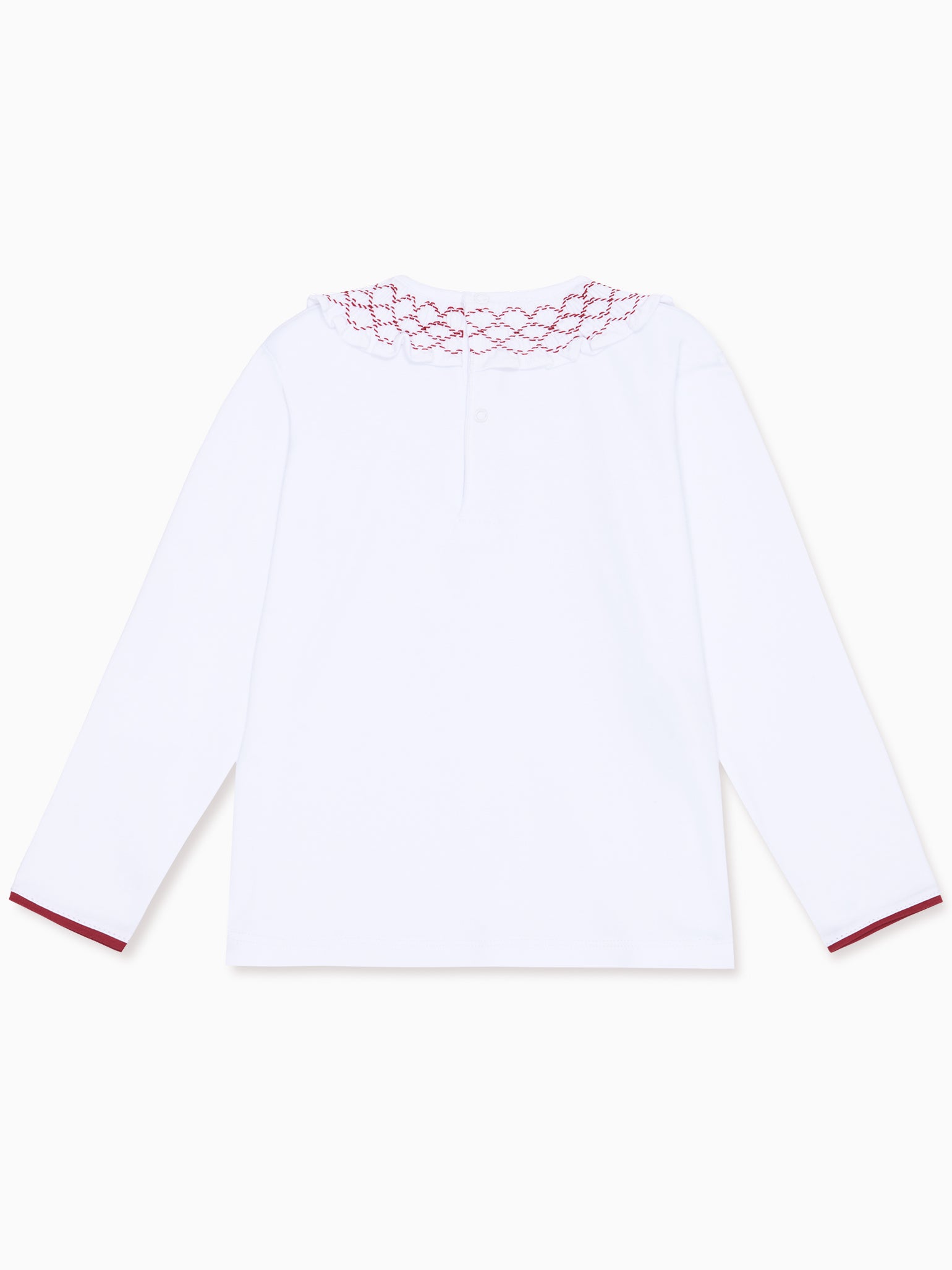 White Liliana Long Sleeve Girl Hand-Smocked Top