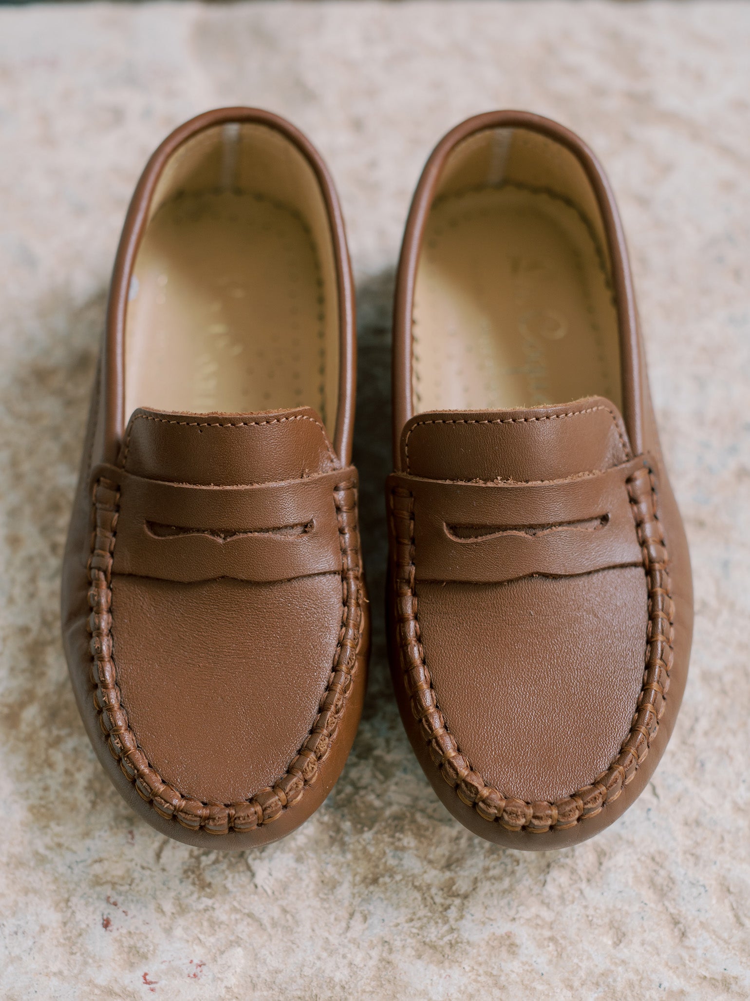 Tan Leather Boy Loafer Shoes