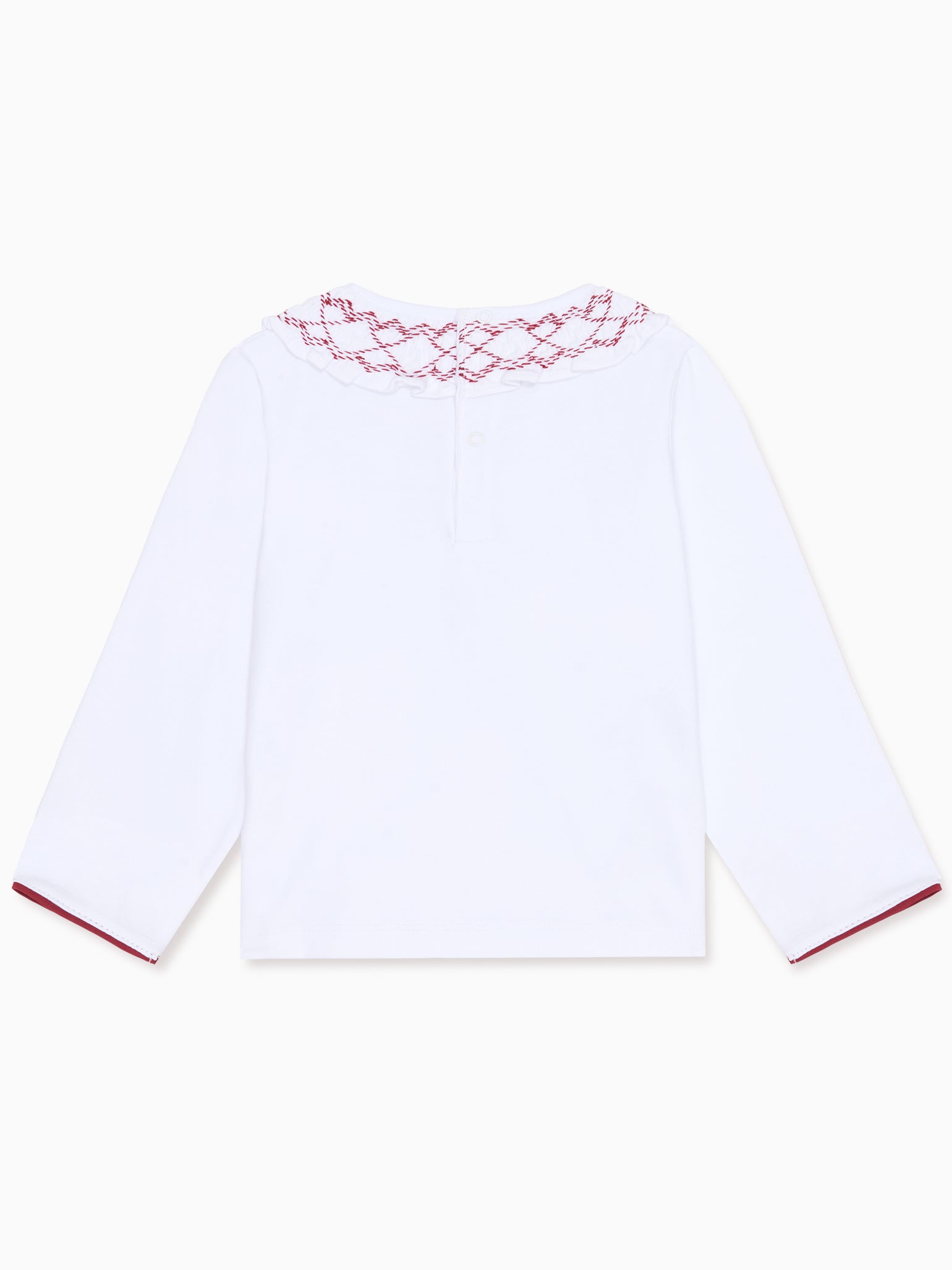 White Loretta Long Sleeve Baby Girl Smocked Top