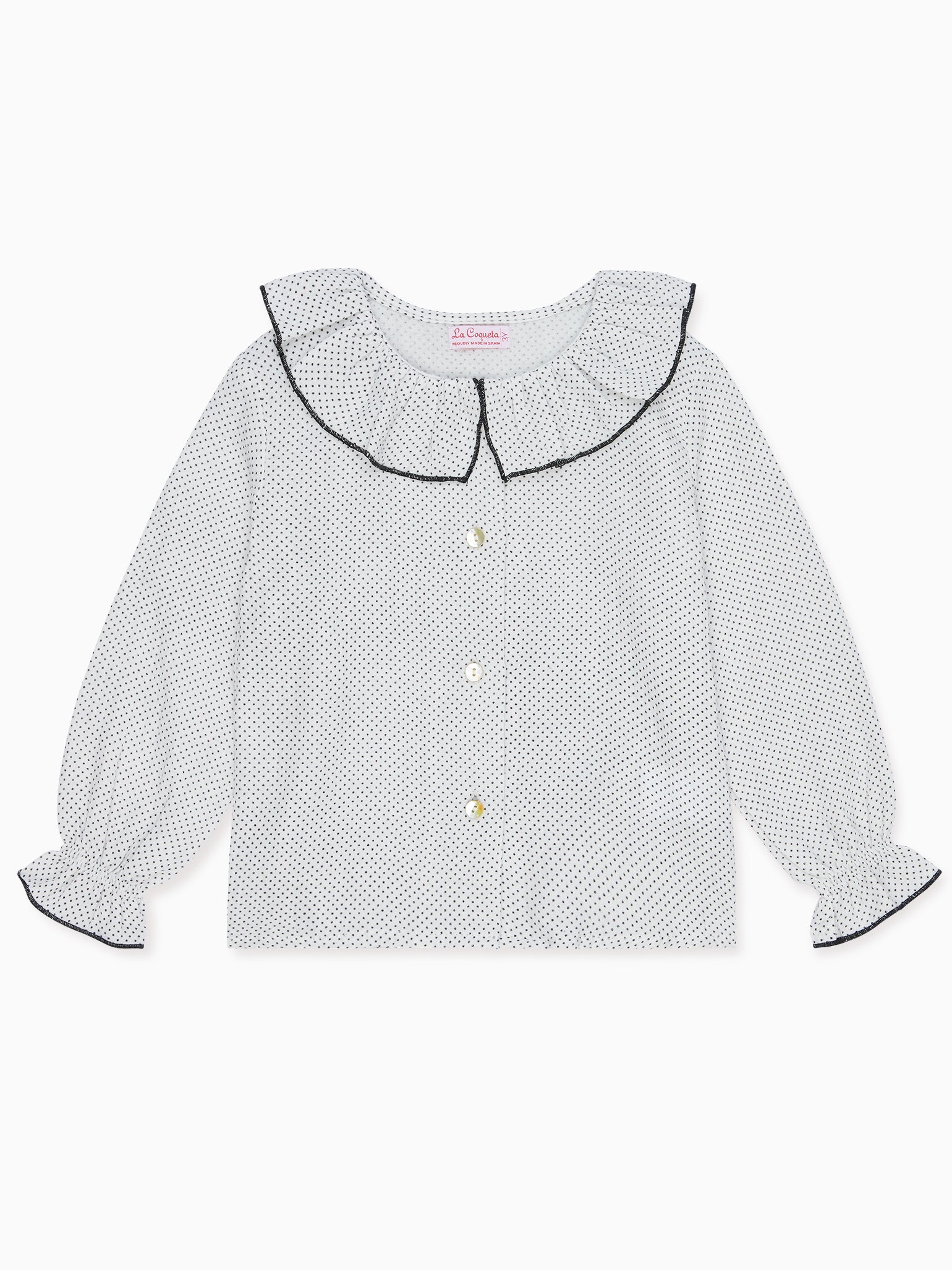 Ivory Polka Dot Lorna Long Sleeve Baby Girl Shirt