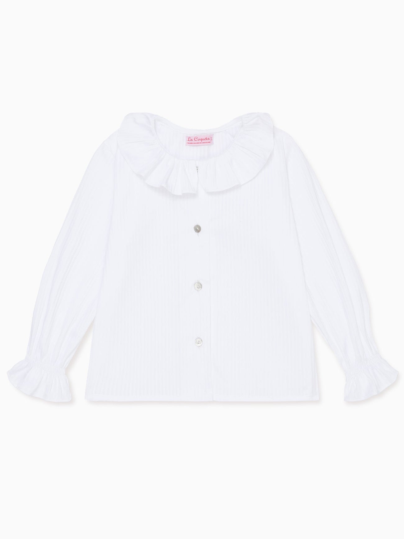 White Lorna Long Sleeve Baby Girl Shirt