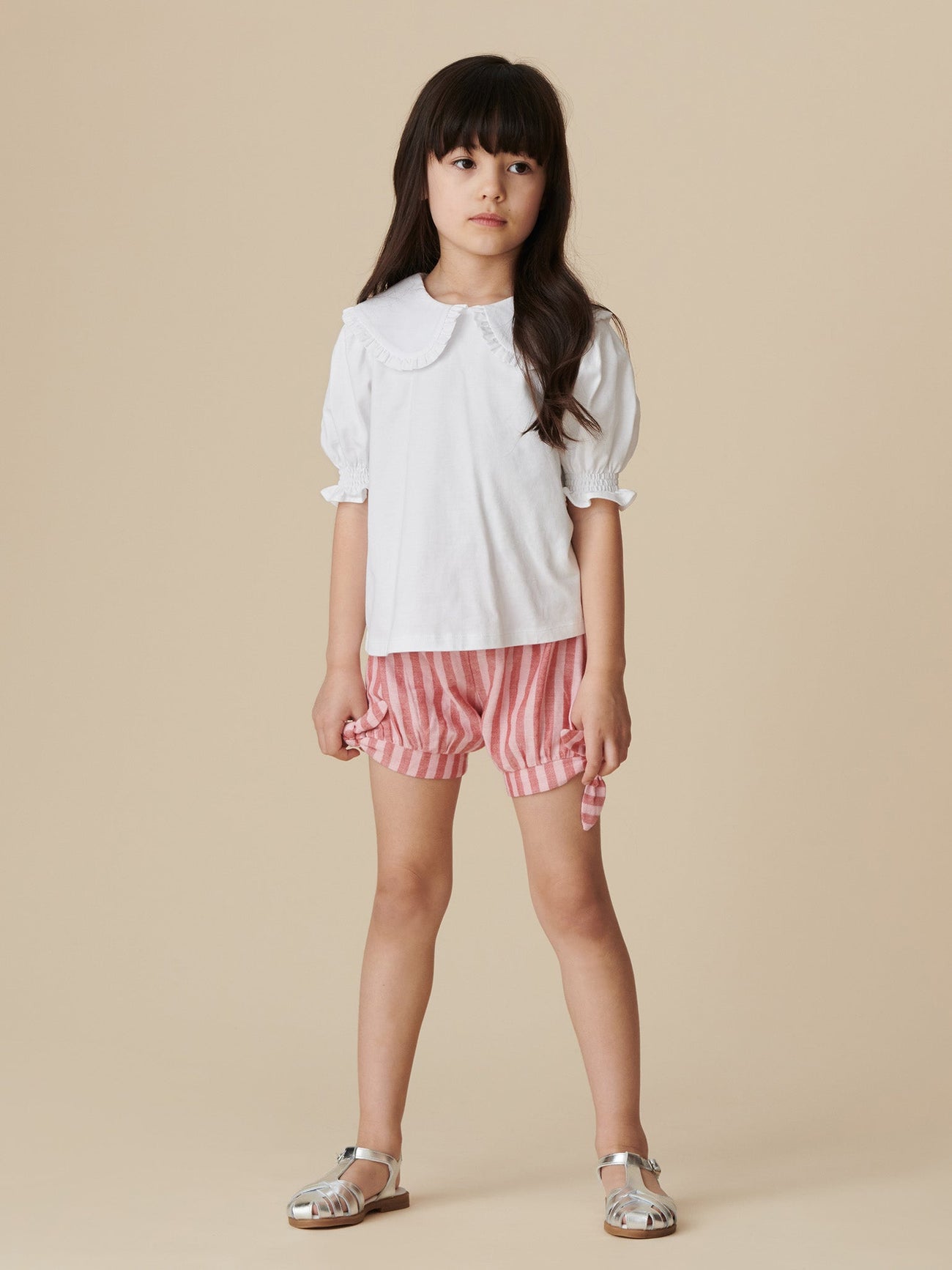 Pink Stripe Marcia Cotton Girl Shorts