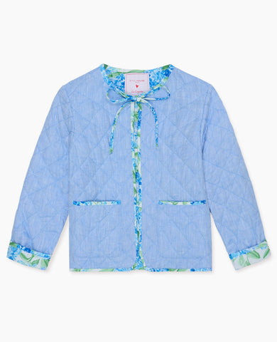 Hill House Home X La Coqueta Blue Watercolour Hydrangea Maribel Girl Jacket