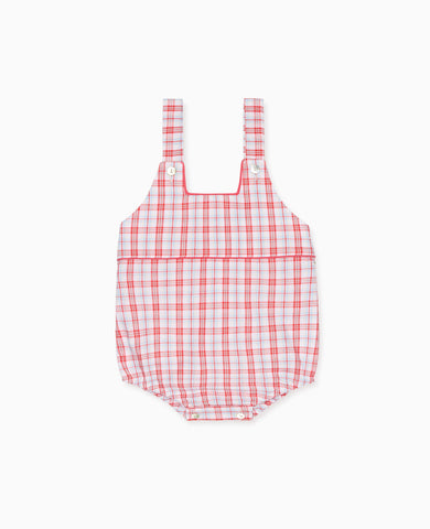 Red Check Marina Baby Romper Dungarees