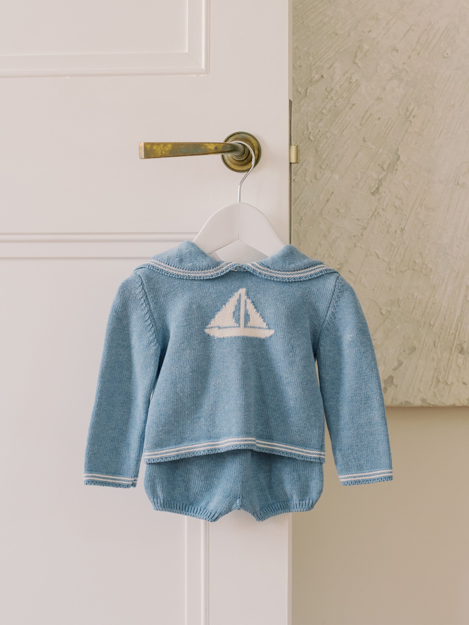 Blue Marino Cotton Baby Knitted Set