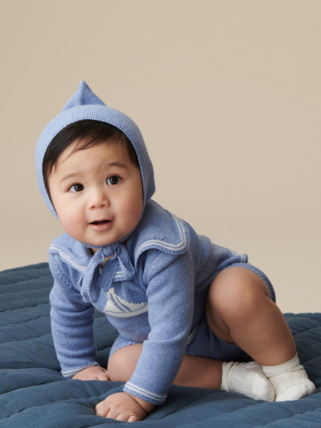 Blue Marino Cotton Baby Knitted Set