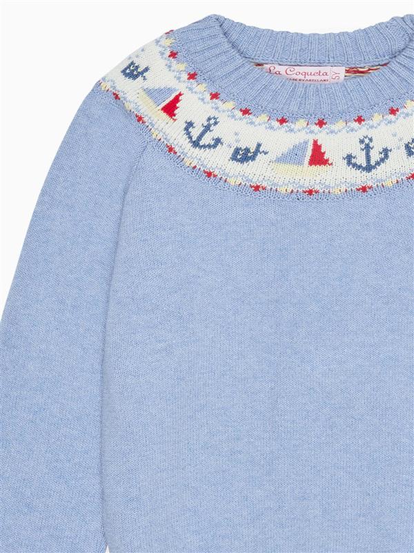 Dusty Blue Maritimo Cotton Boy Jumper