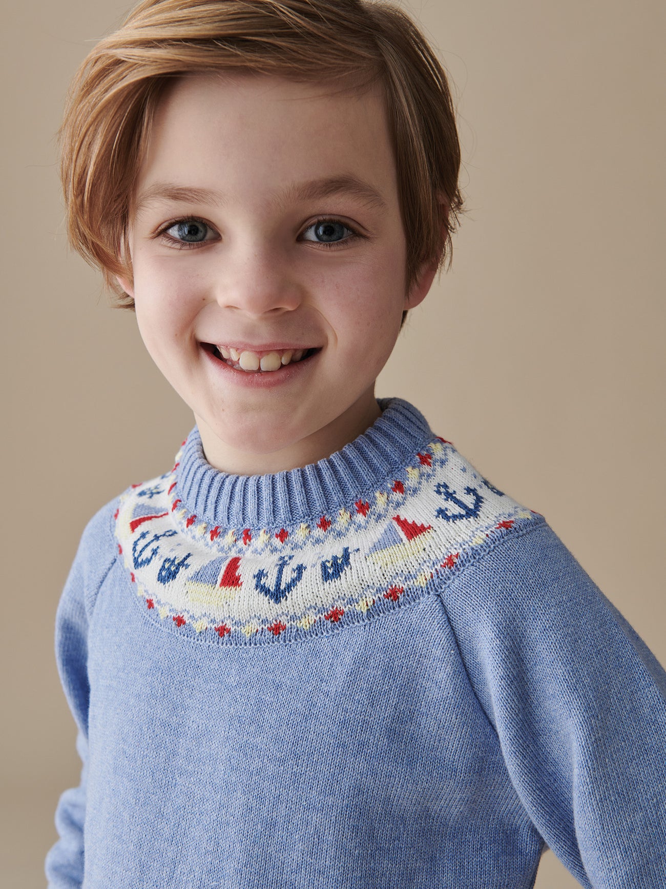 Dusty Blue Maritimo Cotton Boy Jumper