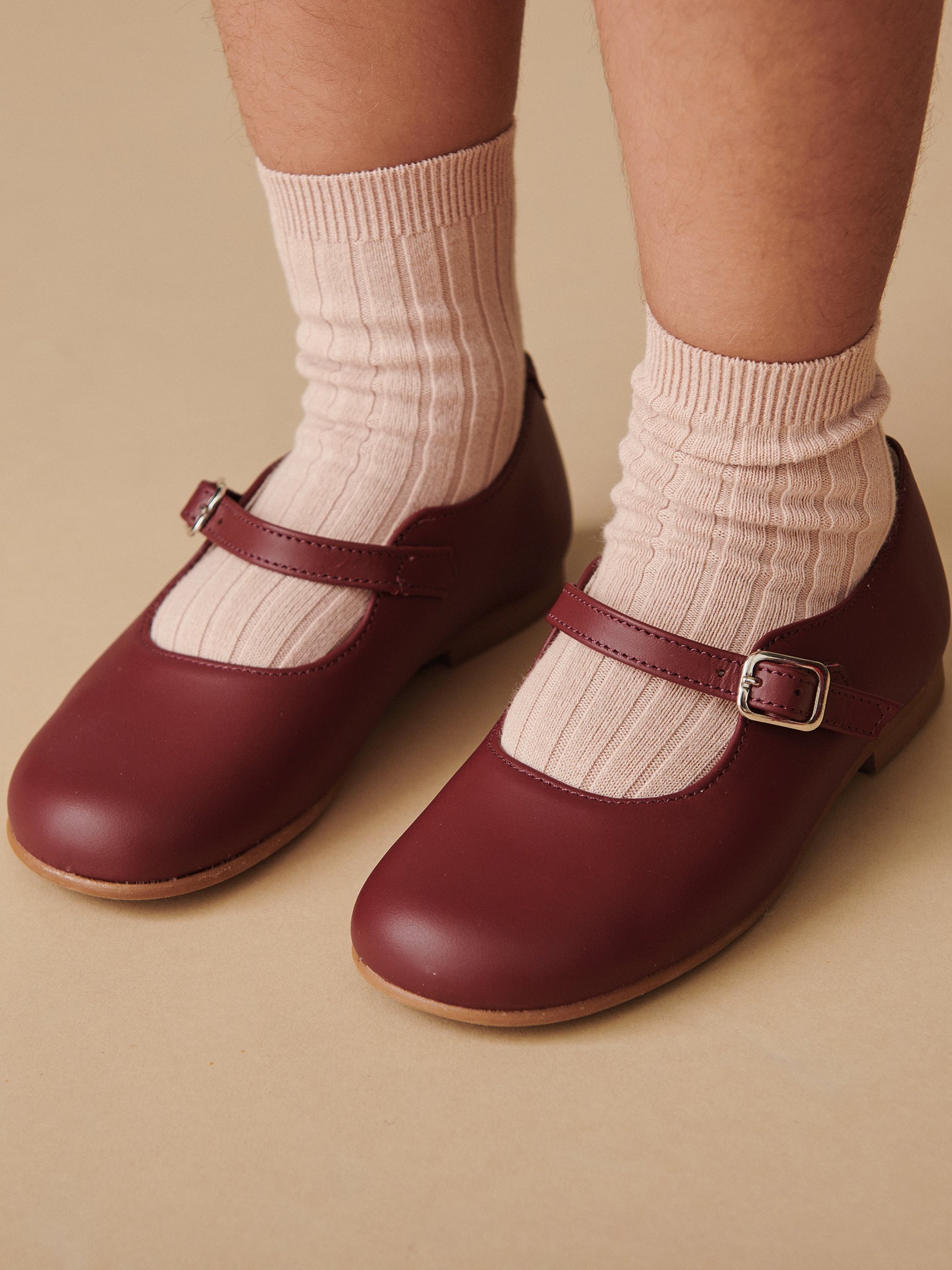 Burgundy Leather Girl Mary Jane Shoes