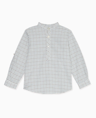 Navy Check Mateo Long Sleeve Boy Shirt