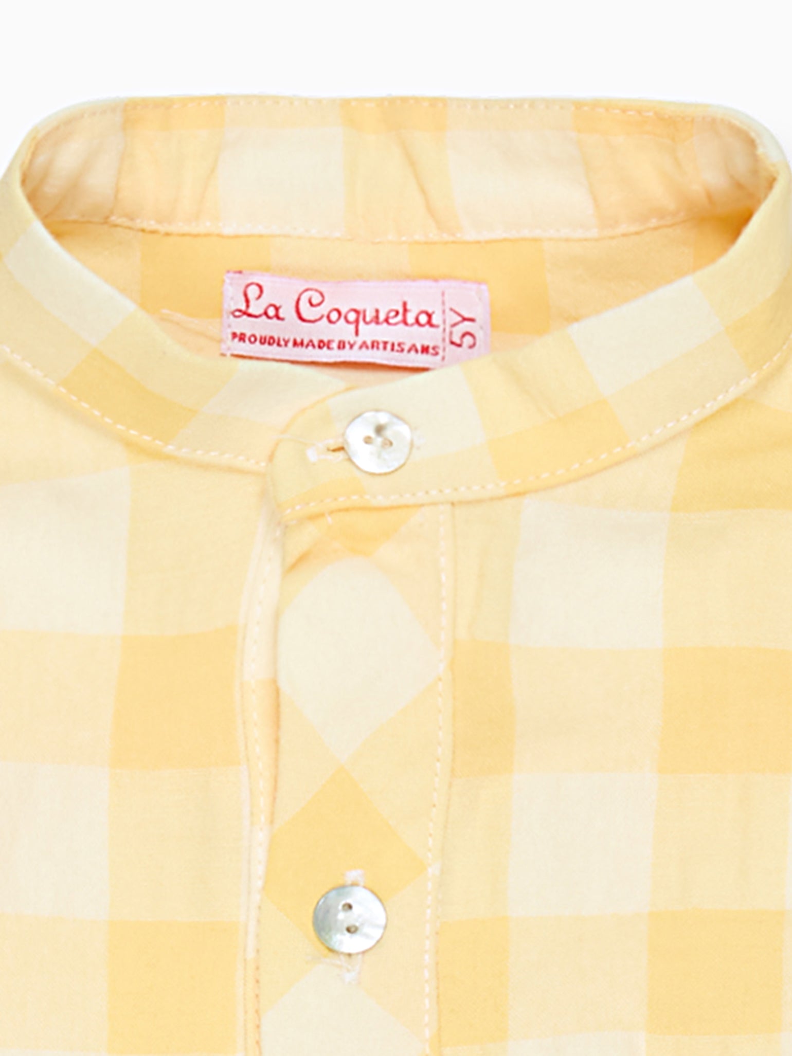 Yellow Gingham Mateo Linen Mix Long Sleeve Boy Shirt