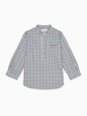 Burgundy Check Mateo Long Sleeve Boy Shirt