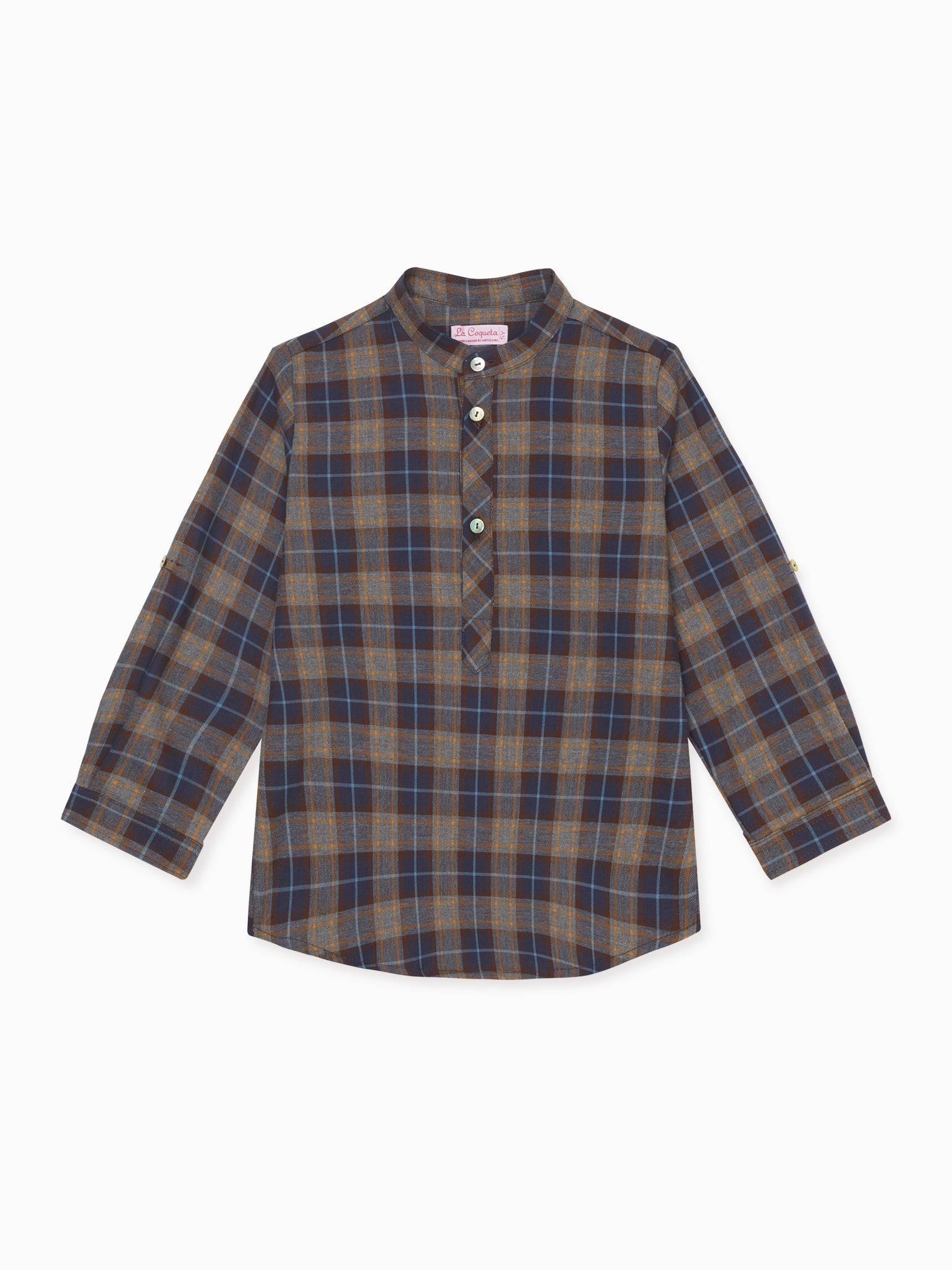 Blue Check Mateo Long Sleeve Boy Shirt