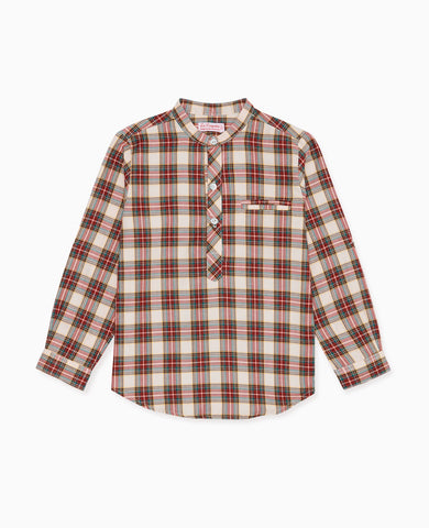 Ivory Tartan Mateo Long Sleeve Boy Shirt