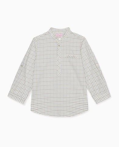 Navy Check Mateo Long Sleeve Boy Shirt