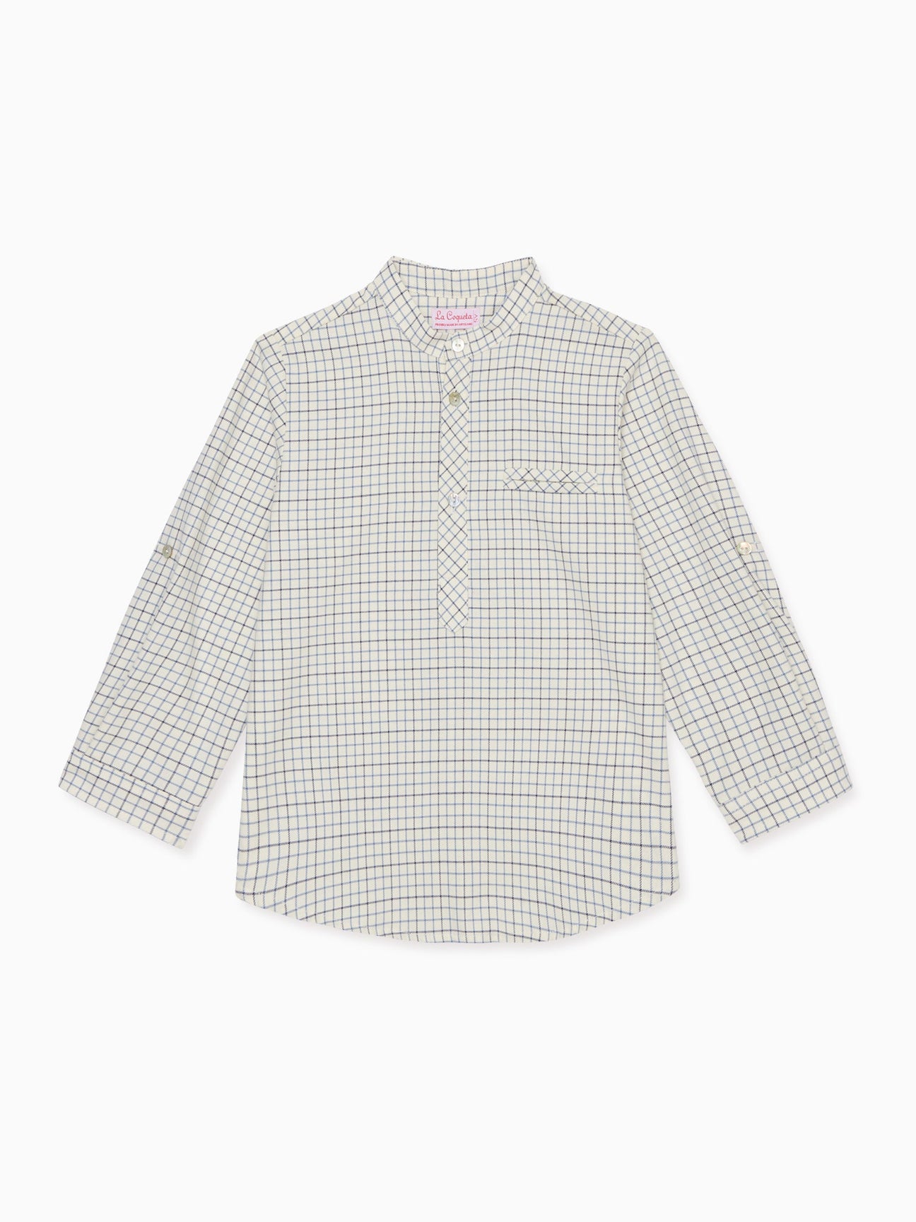 Navy Check Mateo Long Sleeve Boy Shirt – La Coqueta Kids