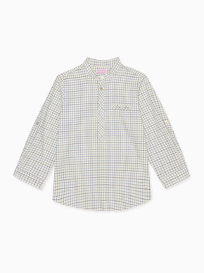 Navy Check Mateo Long Sleeve Boy Shirt