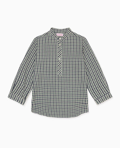 Navy Tartan Mateo Long Sleeve Boy Shirt