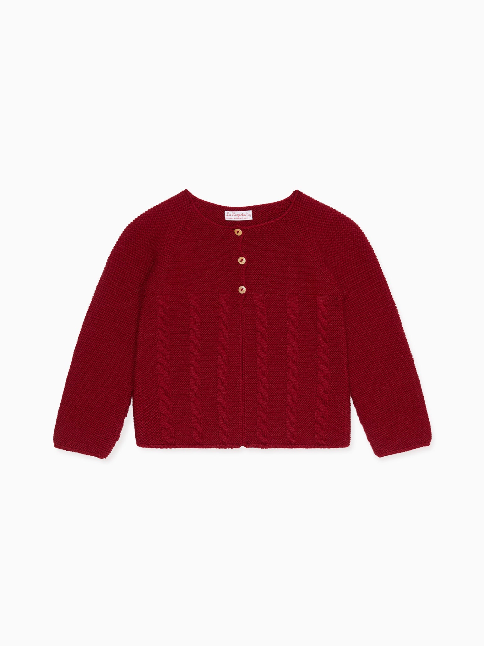 Burgundy Mela Merino Baby Cardigan