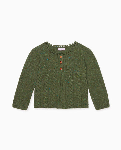 Light Olive Mela Merino Girl Cardigan