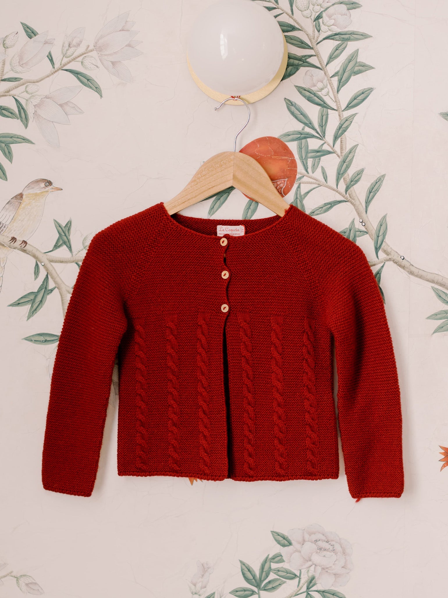 Burgundy Mela Merino Baby Cardigan