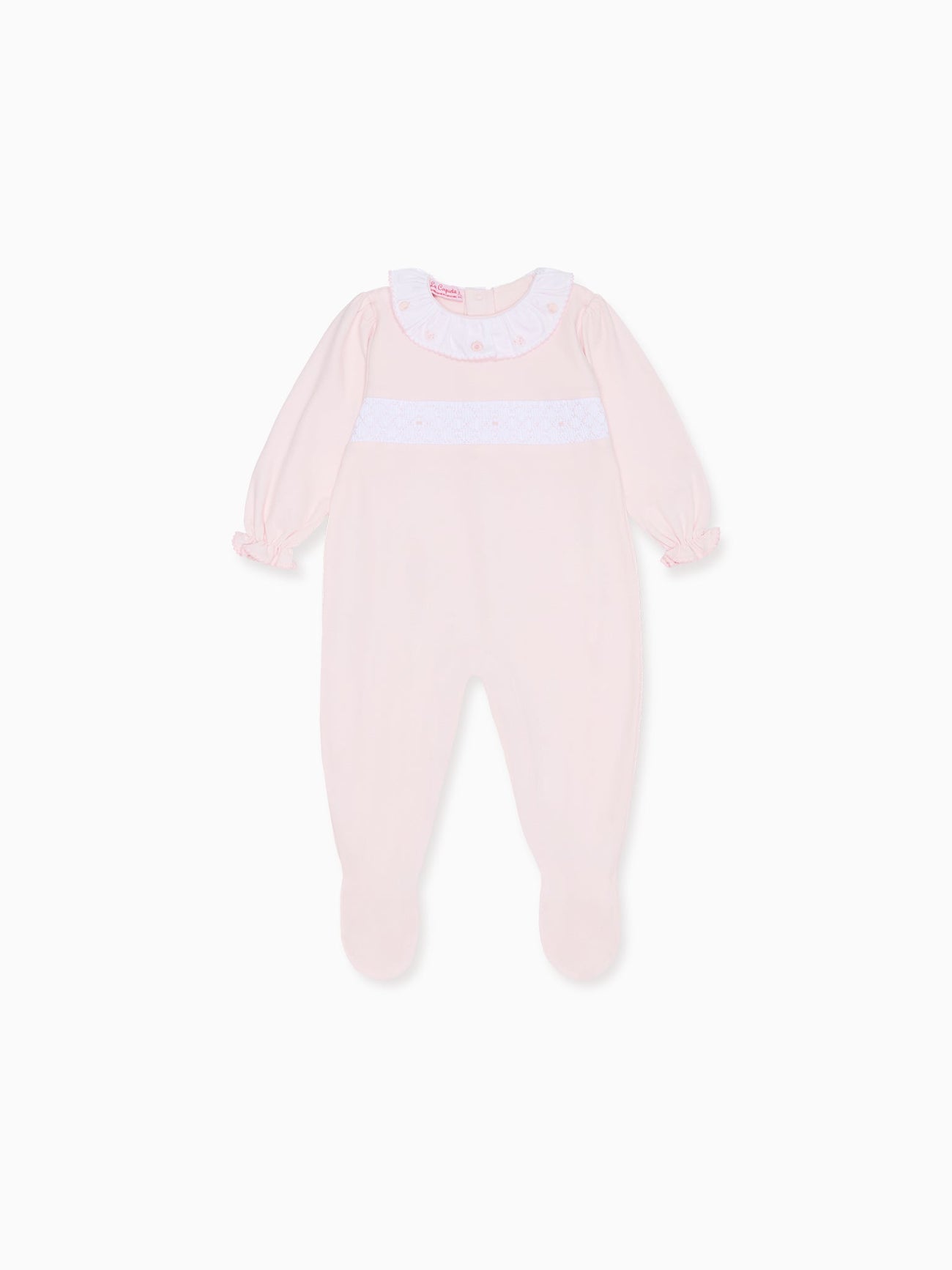 Dusty Pink Mia Baby Girl Hand-Smocked Sleepsuit