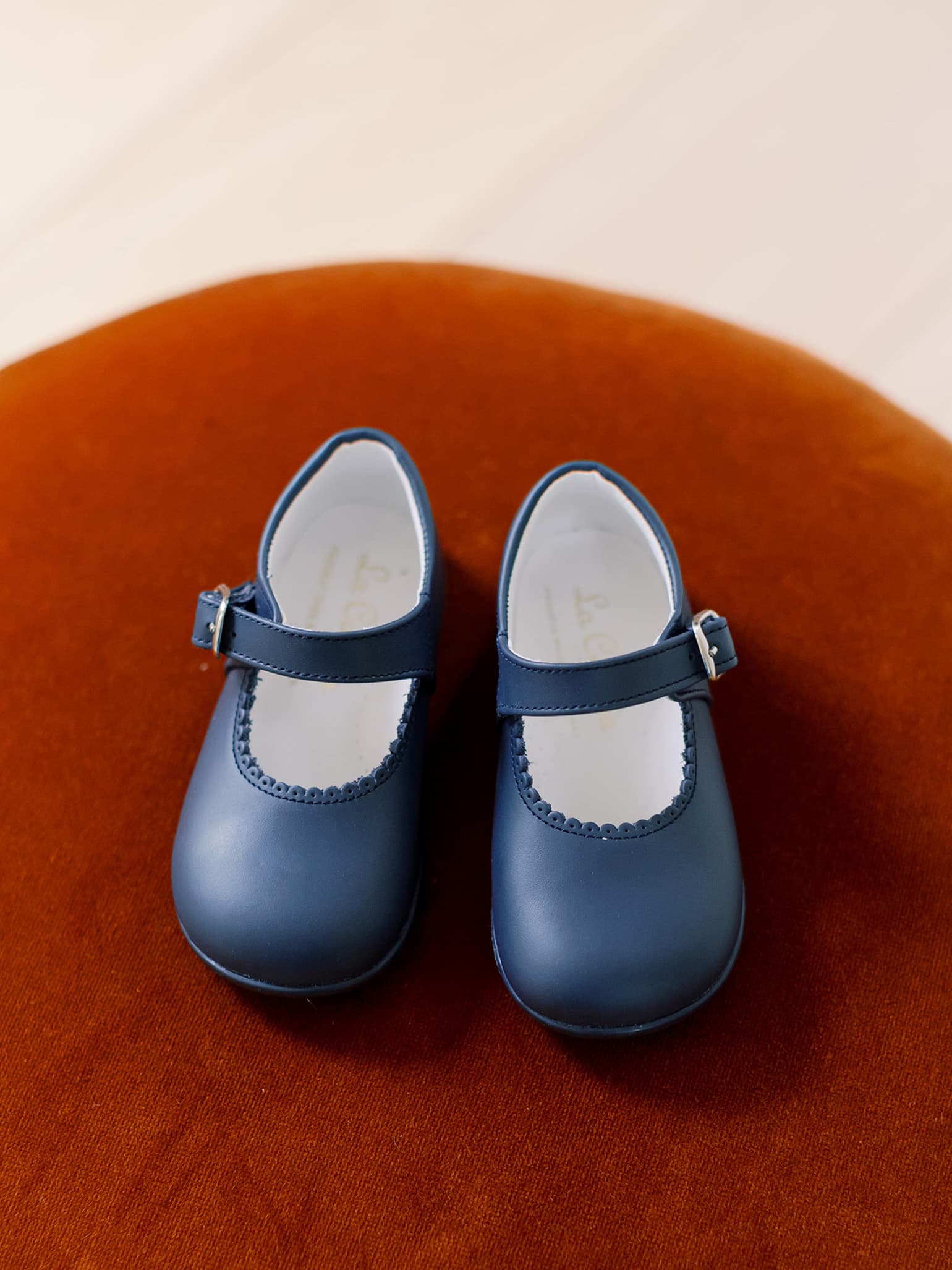 Navy Leather Toddler Mary Jane Shoes La Coqueta Kids