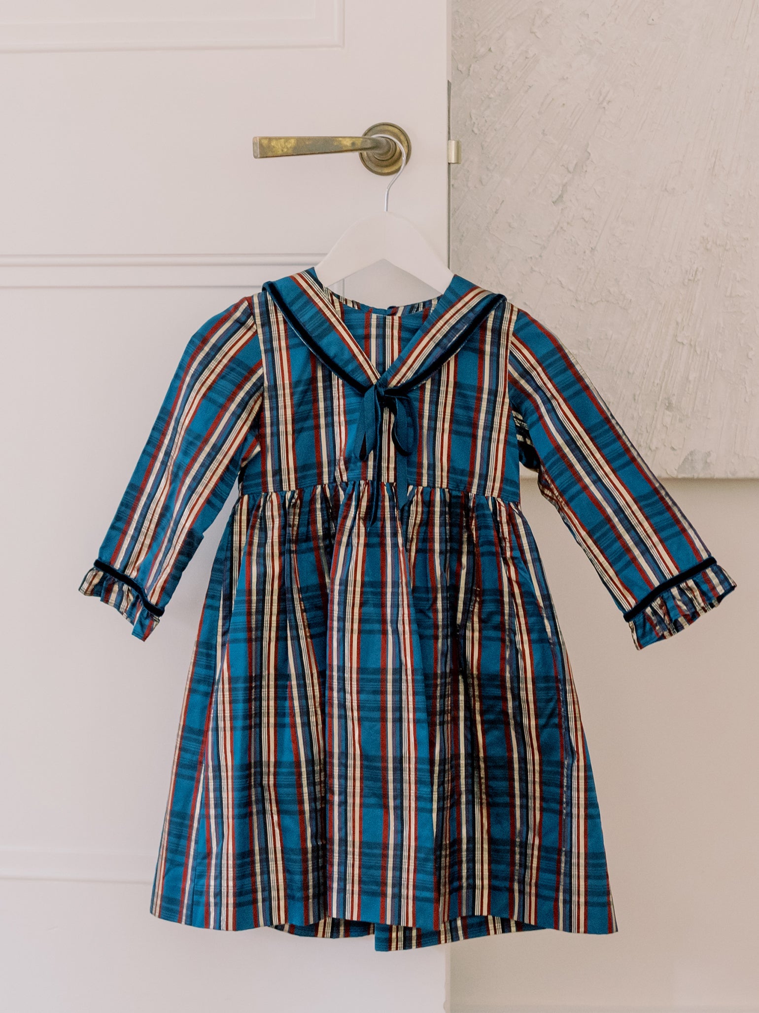 Blue Tartan Mierya Taffeta Girl A-Line Dress