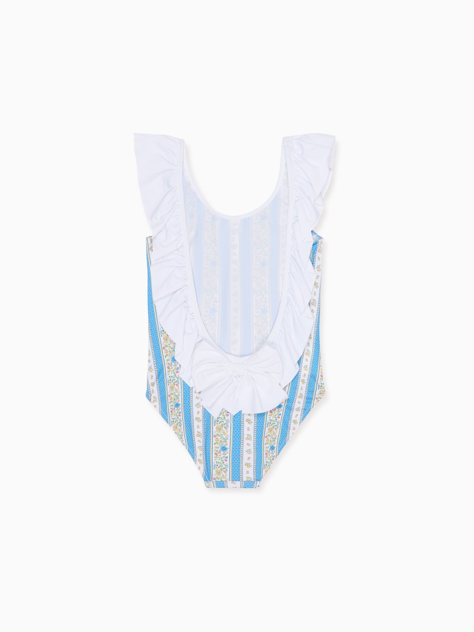 Blue Floral Stripe Mila Girl Swimsuit