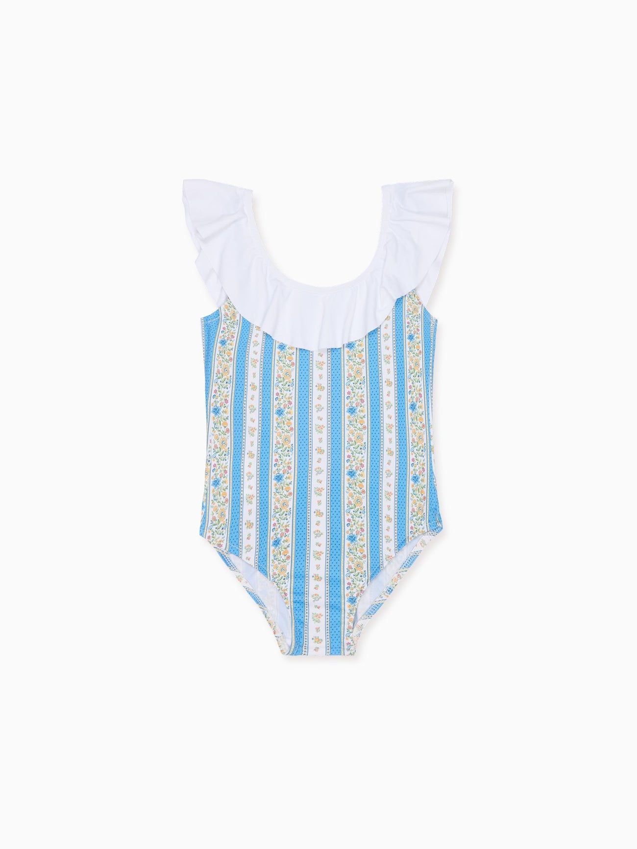 Blue Floral Stripe Mila Girl Swimsuit