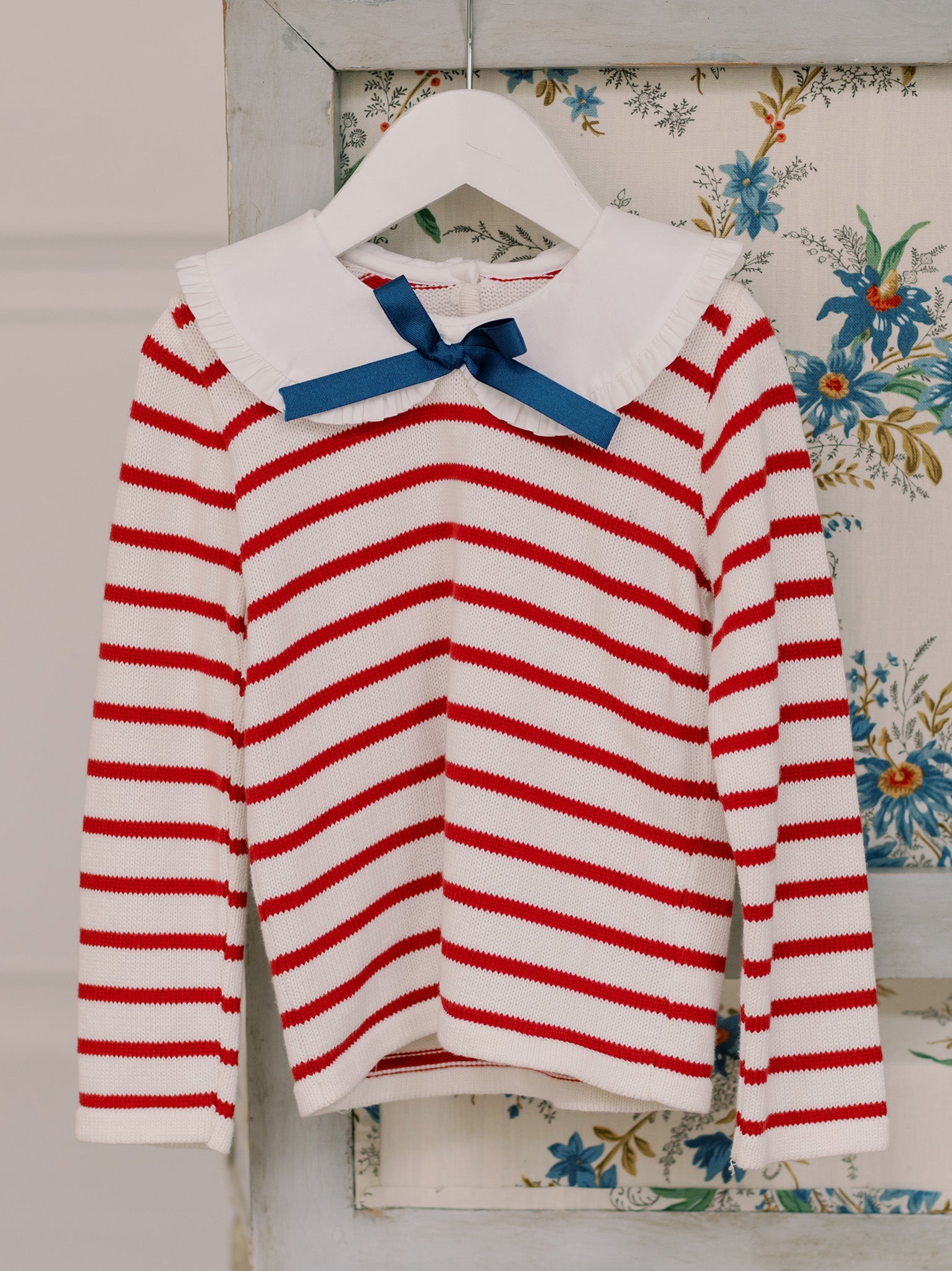 Burgundy Stripe Morissa Cotton Girl Jumper