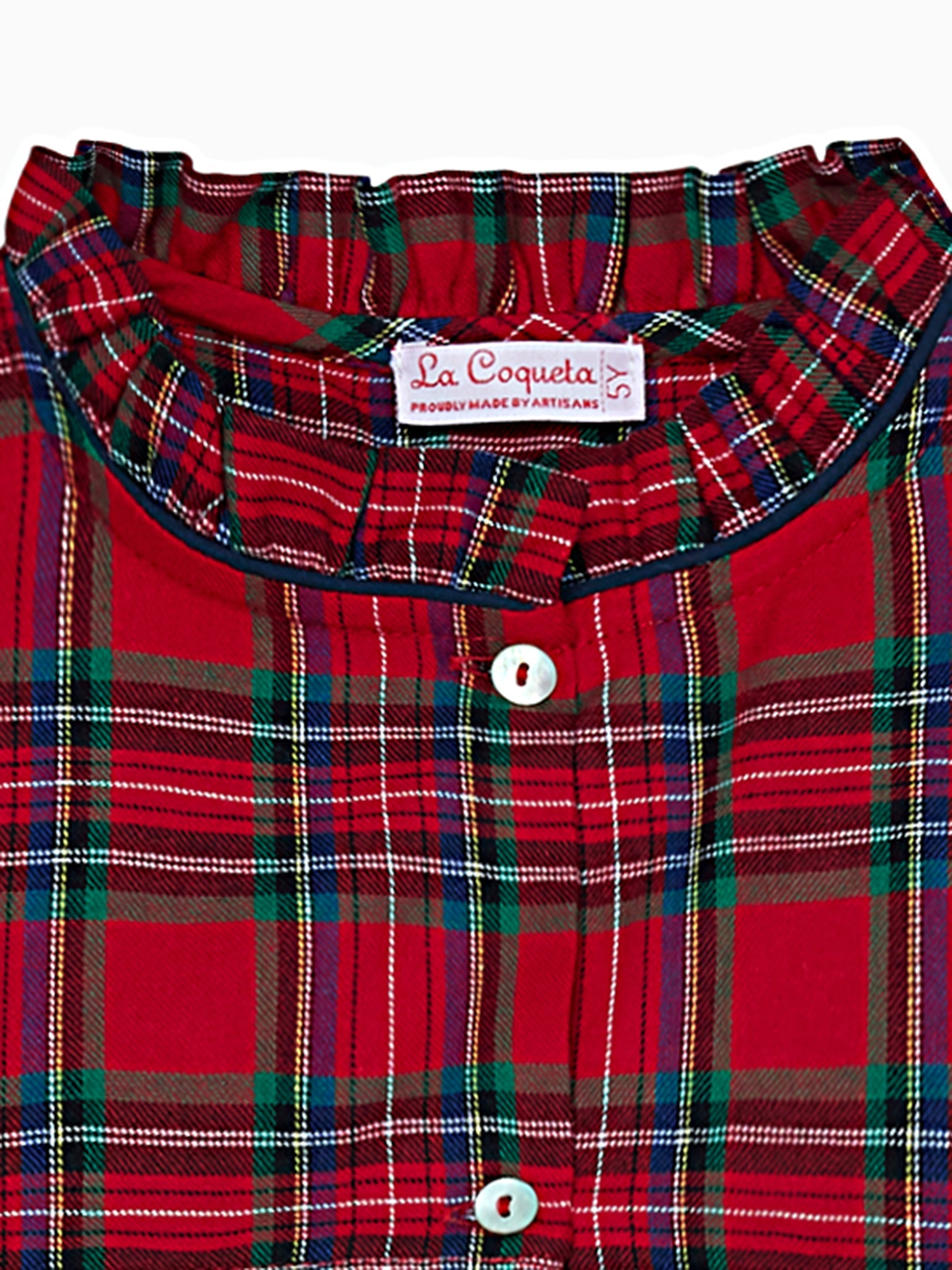 Red Tartan Navidad Girl Nightgown