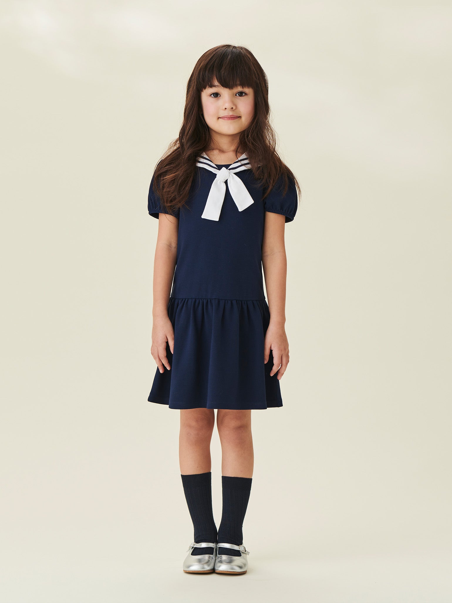 Navy Crisanta Girl Nautical Drop Waist Dress La Coqueta Kids