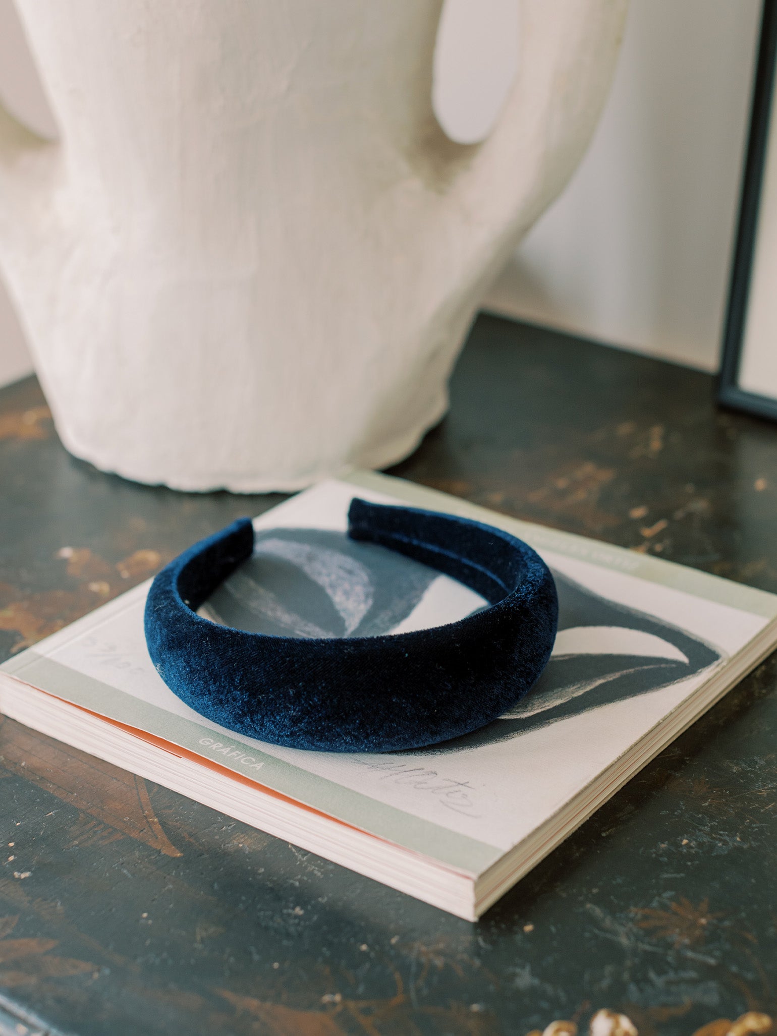 Navy Velvet Wide Girl Headband