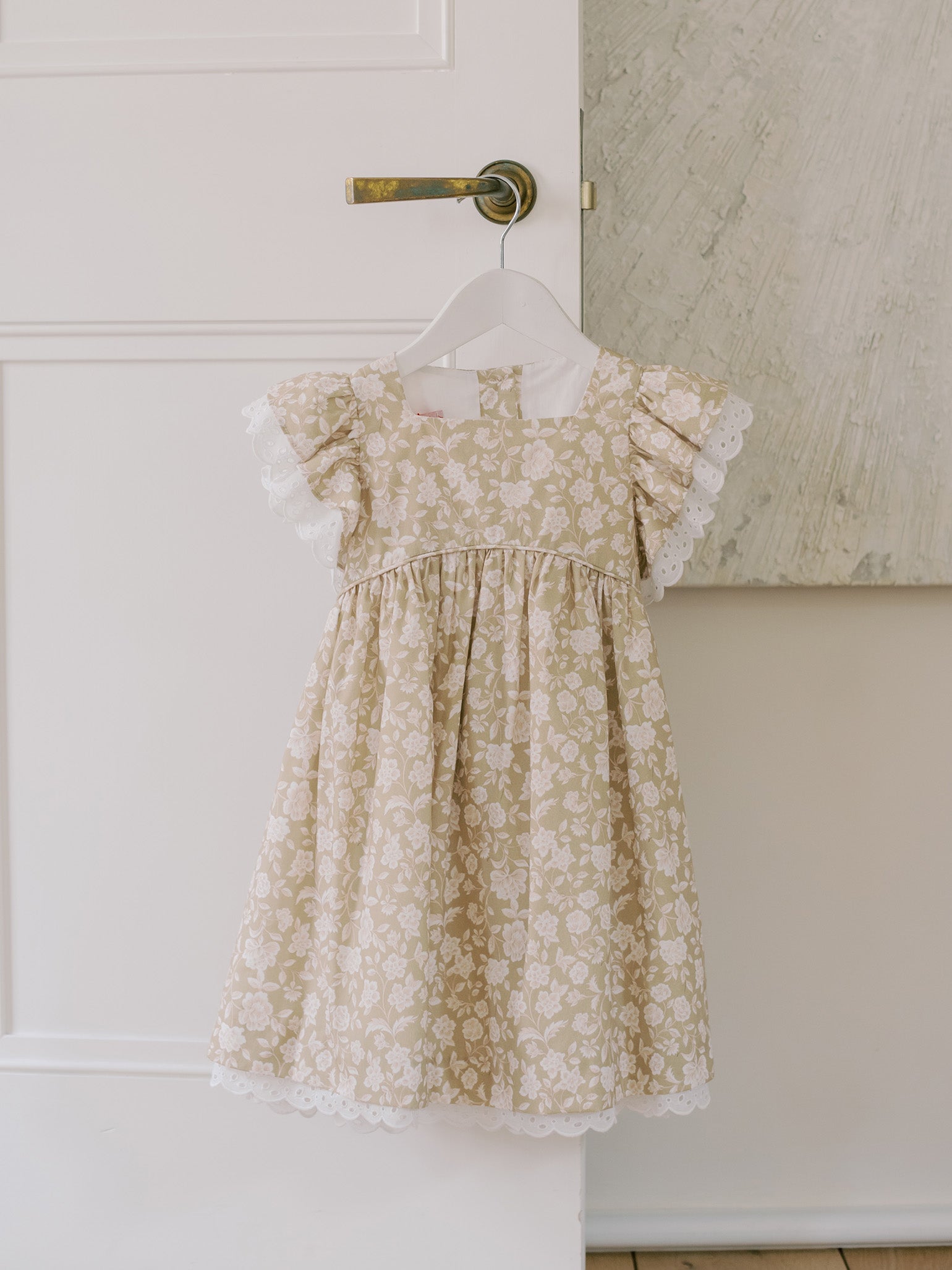 Olive Floral Neva Girl Empire Dress