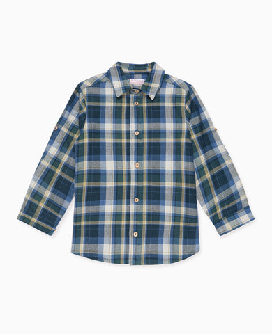 Blue Check Nico Long Sleeve Boy Shirt