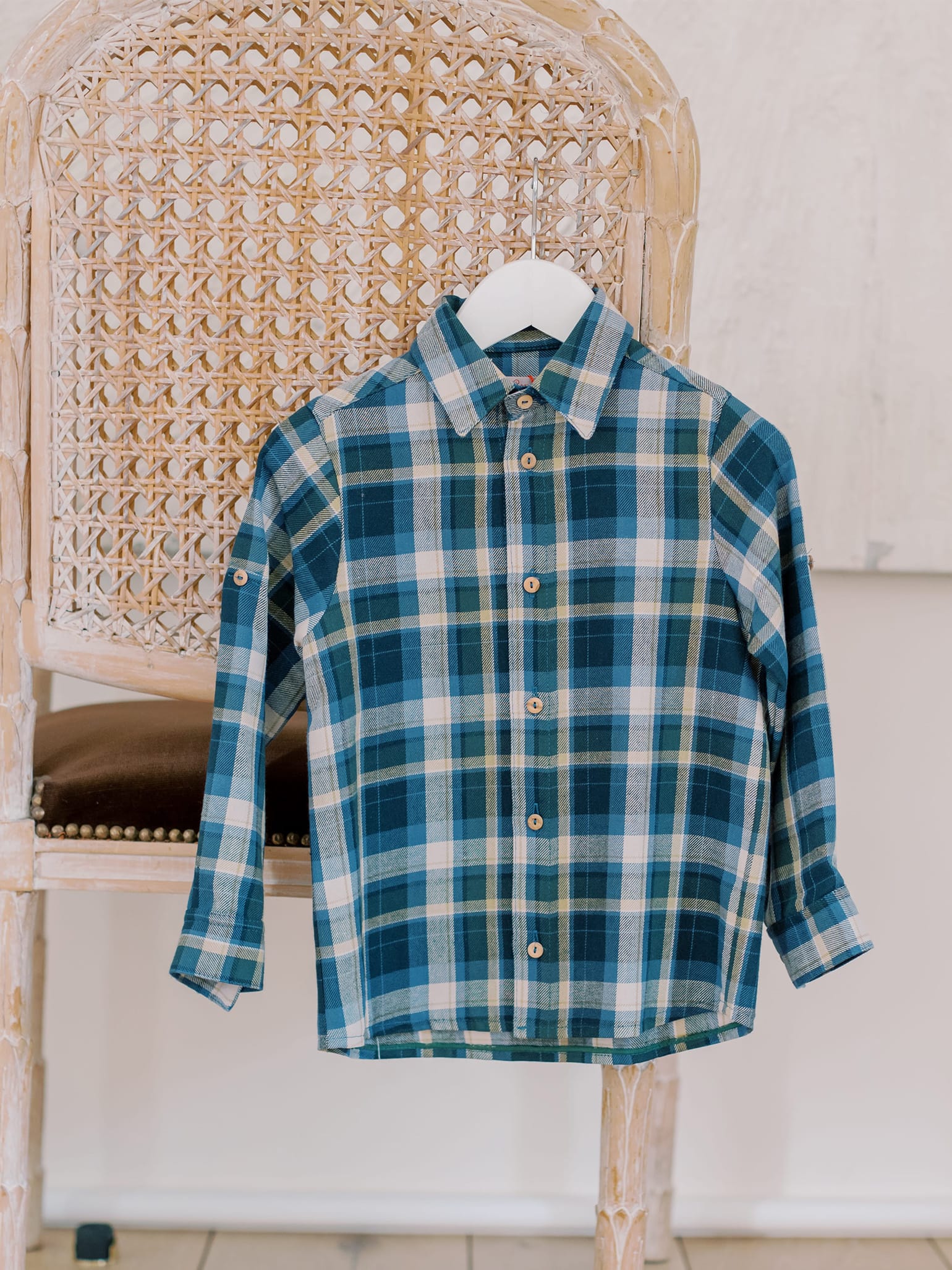 Blue Check Nico Long Sleeve Boy Shirt