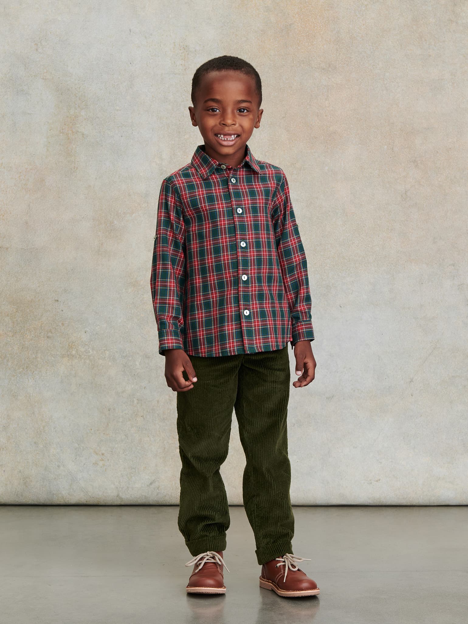 Green Tartan Nico Long Sleeve Boy Shirt