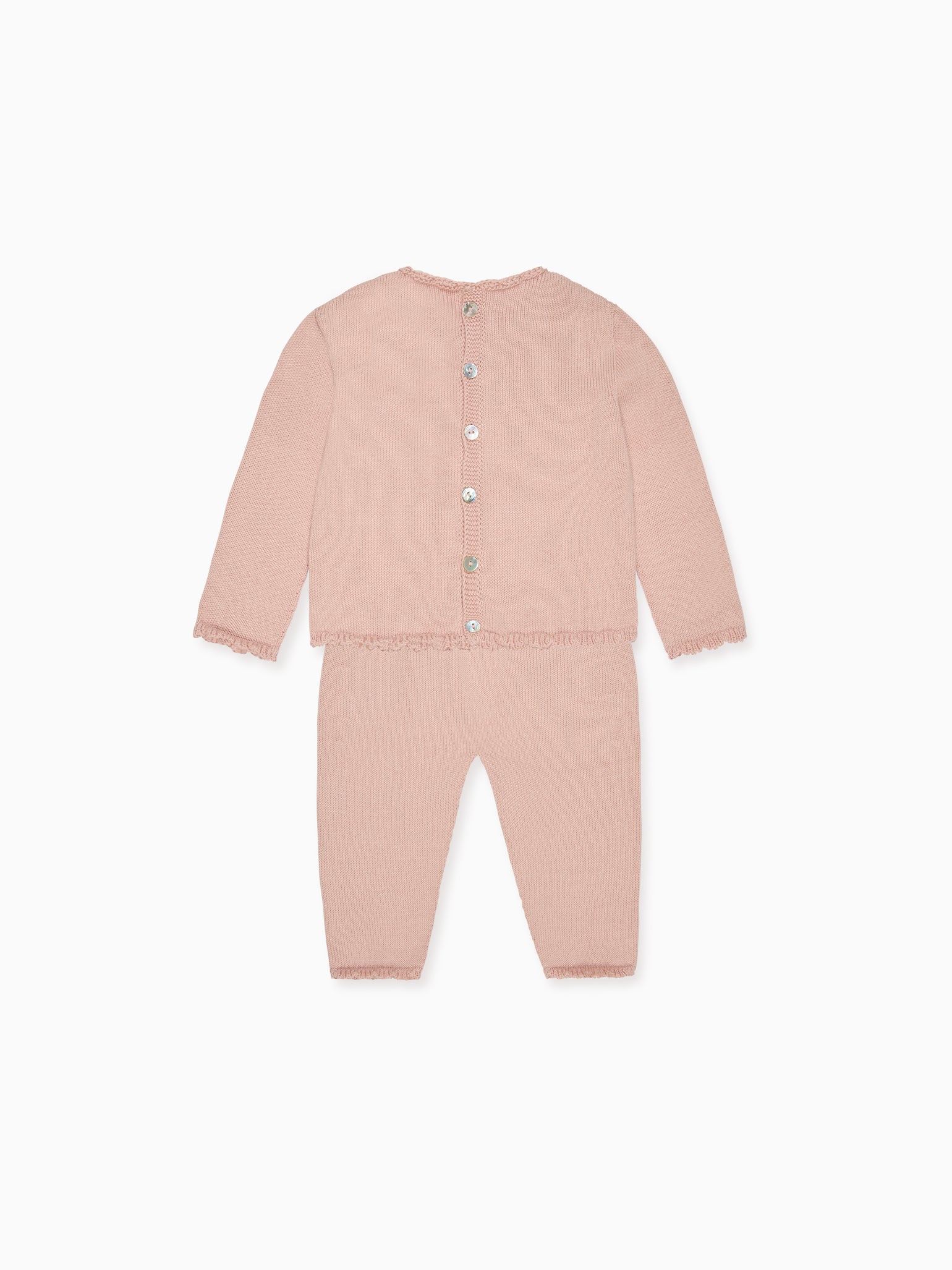 Dusty Pink Nina Cotton Baby Girl Knitted Set