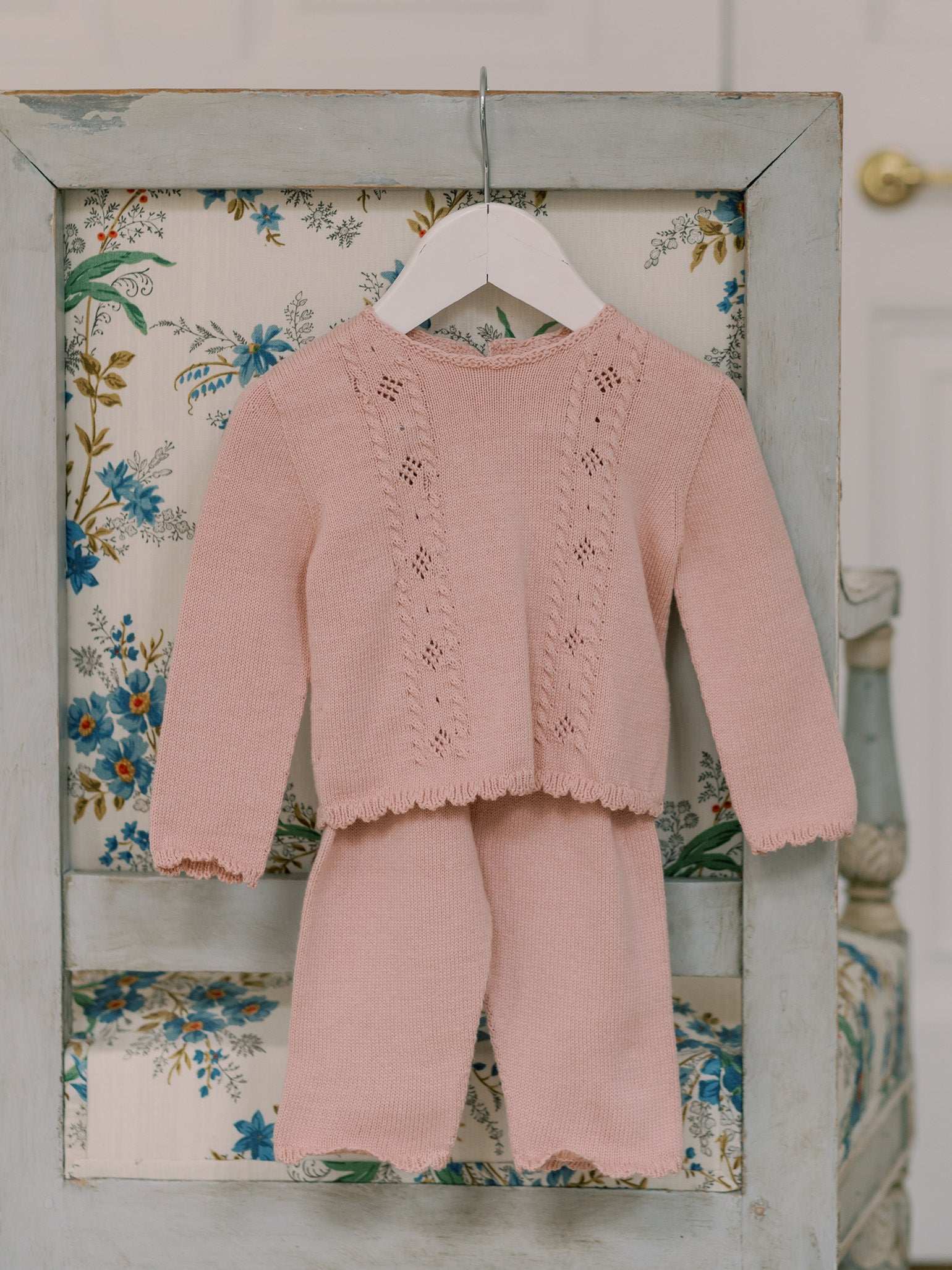 Dusty Pink Nina Cotton Baby Girl Knitted Set