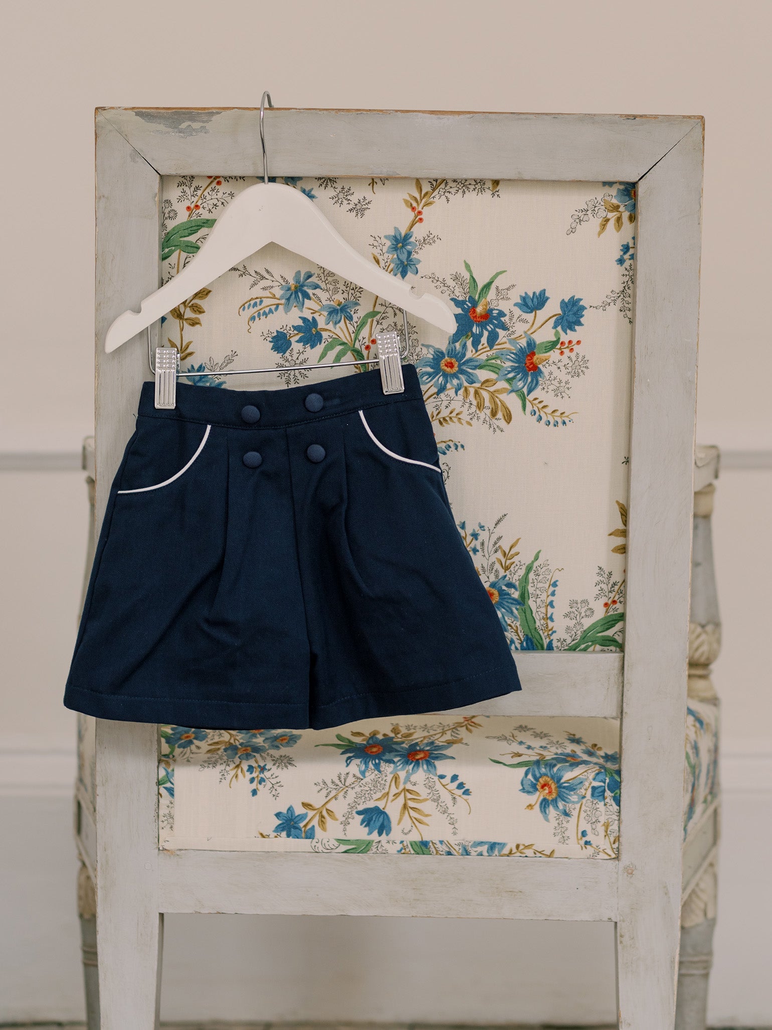 Navy Ofelia Cotton Girl Shorts