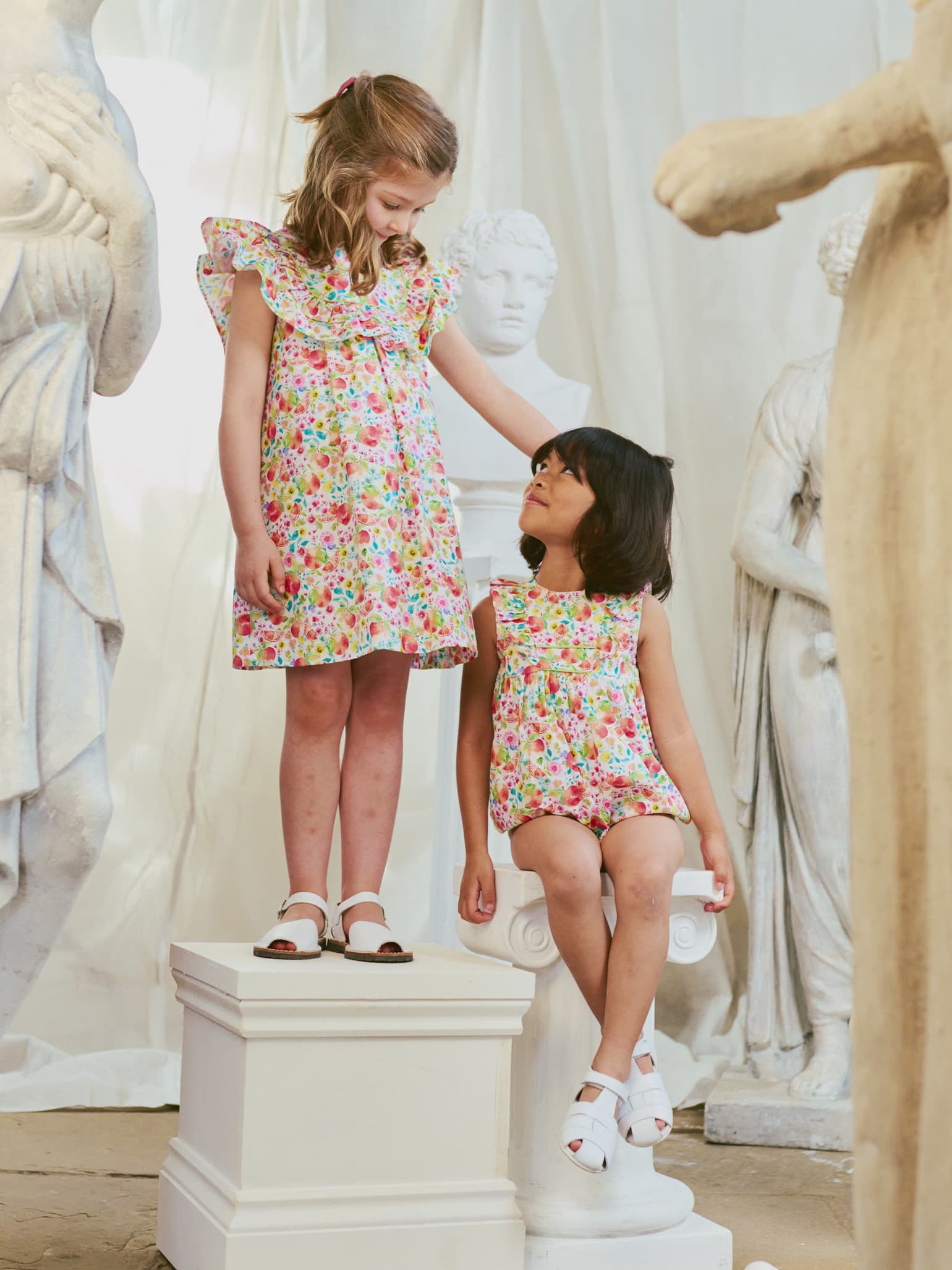 Orange Floral Paloma Girl Dress La Coqueta Kids