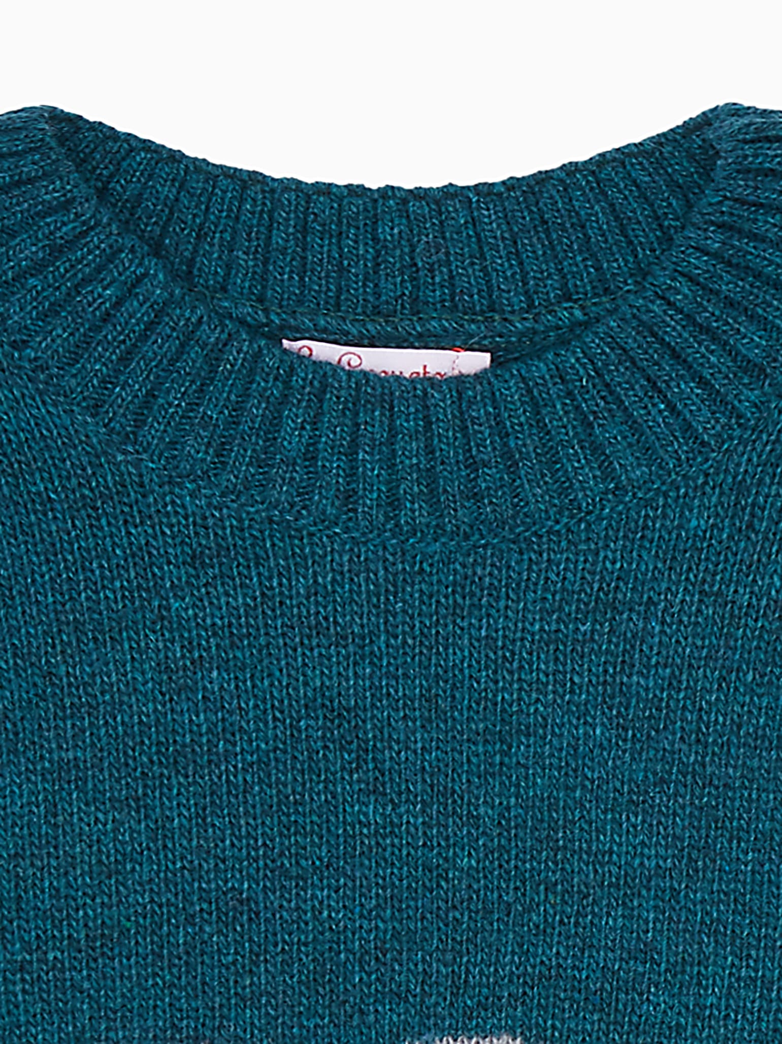 Teal Oso Merino Intarsia Kids Jumper